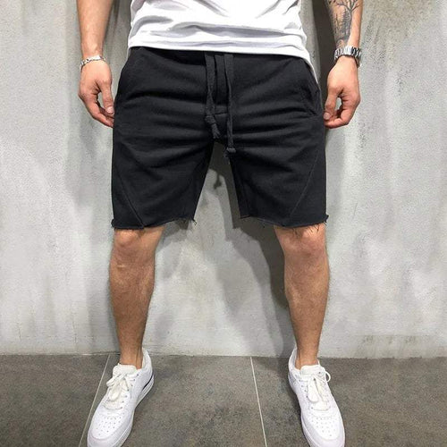 Men's Shorts - Elasticated Drawstring Waist - Raw-Cut Hem