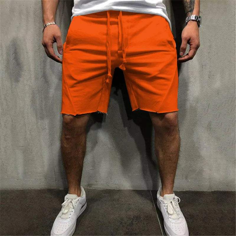 Men's Shorts - Elasticated Drawstring Waist - Raw-Cut Hem