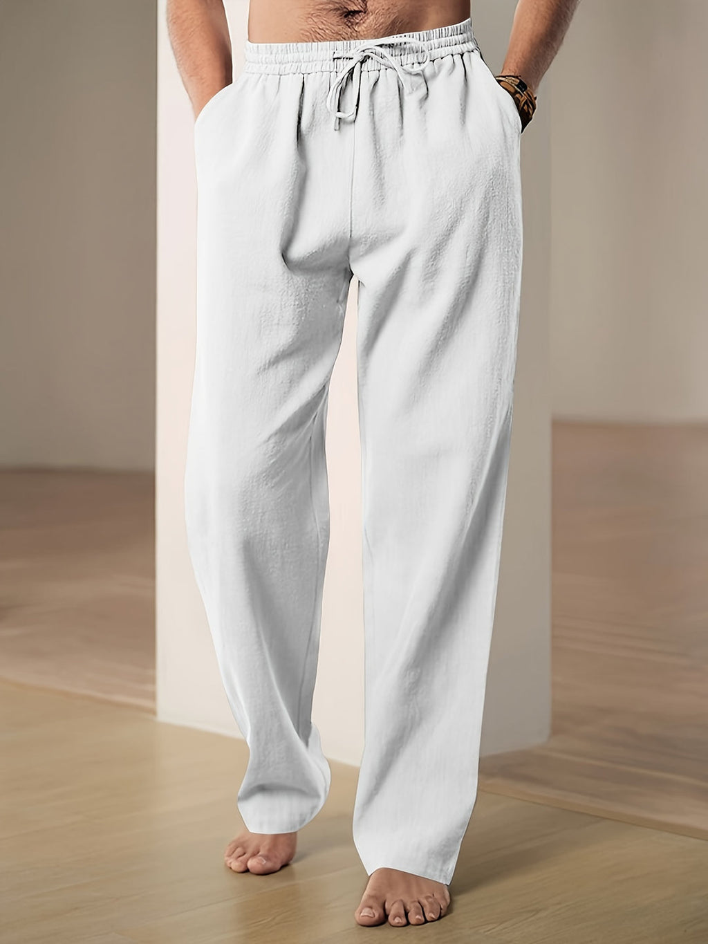 Men’s Loose Fit Drawstring Trousers with Elastic Waist and Side Pockets