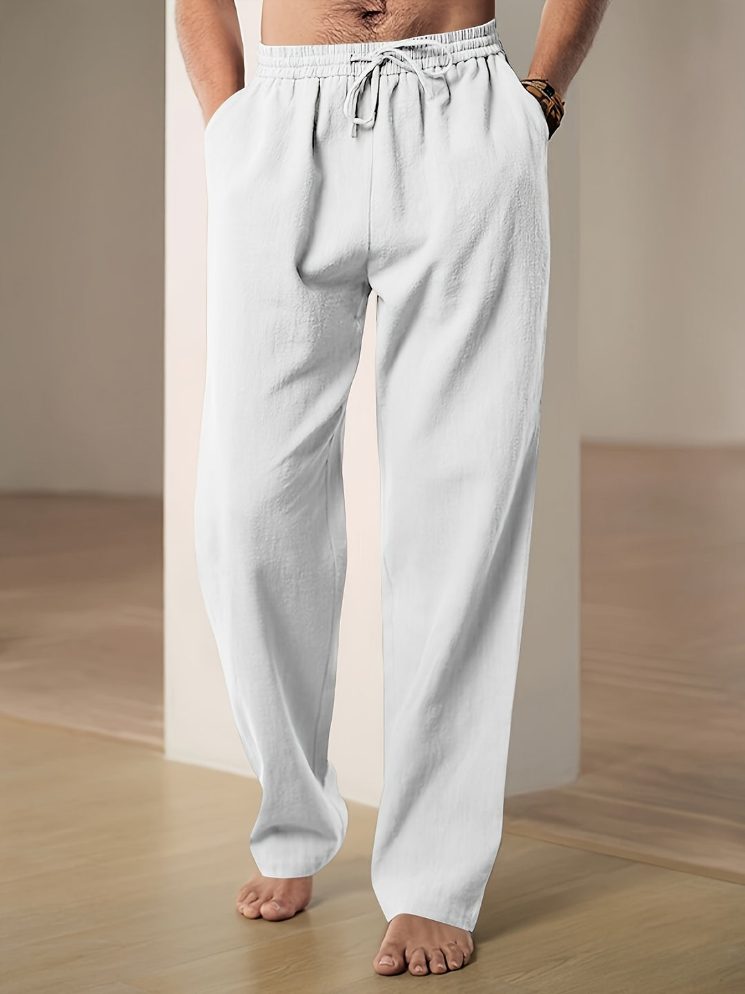 Men’s Loose Fit Drawstring Trousers with Elastic Waist and Side Pockets