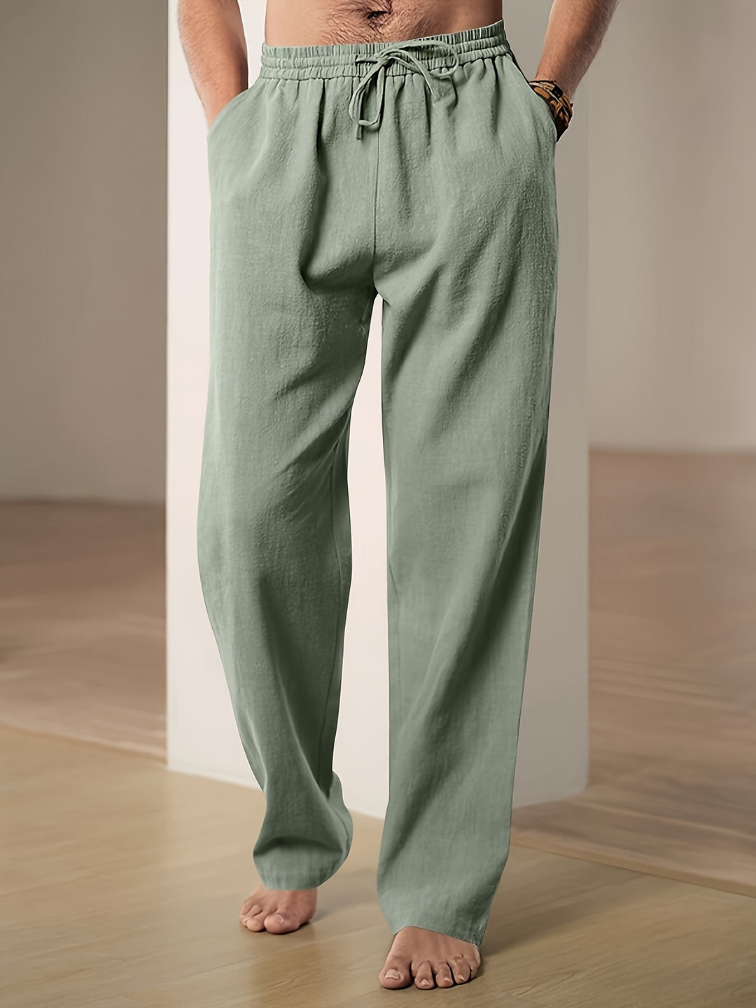 Men’s Loose Fit Drawstring Trousers with Elastic Waist and Side Pockets