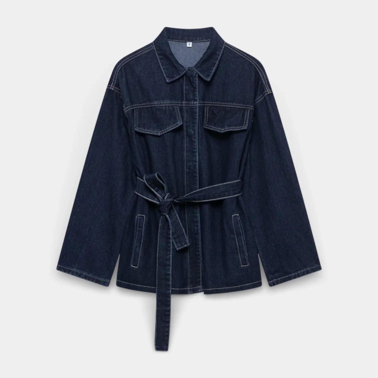 Women’s Denim Two Piece Set with Button Front Jacket and Straight Leg Jeans