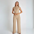 Women’s Sleeveless Tailored Jumpsuit with High Waist and Tie Back